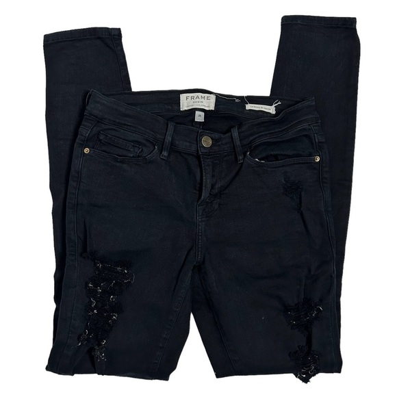 Frame Le Skinny De Jeanne Noir Ripped Jeans - Picture 3 of 16